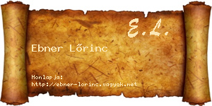 Ebner Lőrinc névjegykártya
